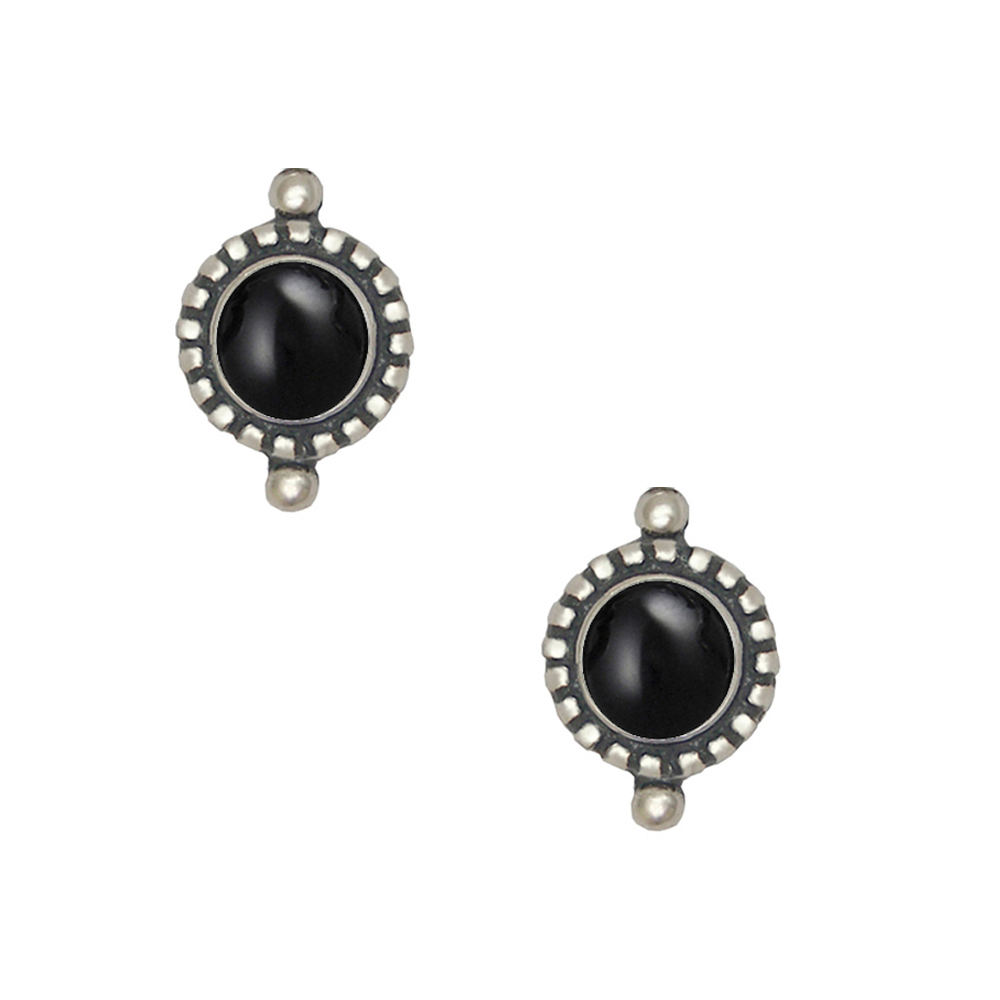 Sterling Silver Little Black Onyx Post Stud Earrings